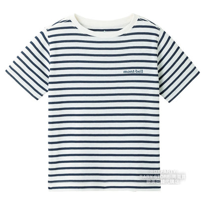 Japanese children's clothing mont-bell UV-resistant/water-absorbing/quick-drying/odor-suppressing/high-elasticity striped short-sleeved T-shirt (100-160cm) for boys and girls summer TOPS