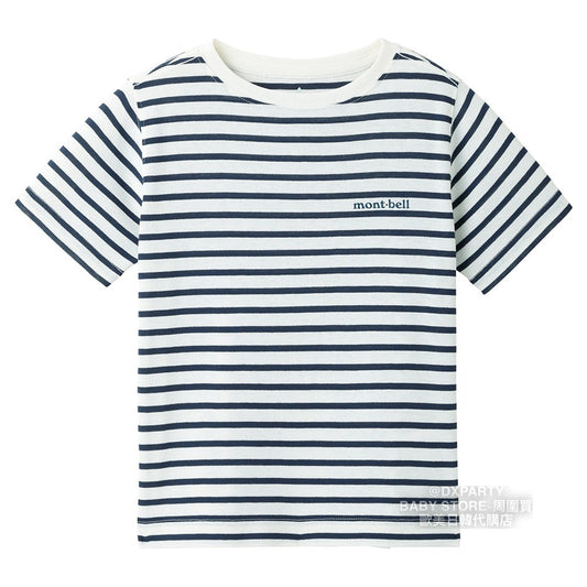 Japanese children's clothing mont-bell UV-resistant/water-absorbing/quick-drying/odor-suppressing/high-elasticity striped short-sleeved T-shirt (100-160cm) for boys and girls summer TOPS