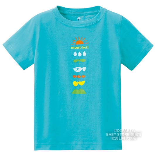 Japanese children's clothing mont-bell organic cotton / UV protection / breathable / moisture wicking summer vacation short-sleeved T-shirt 100-120cm boys / girls summer TOPS