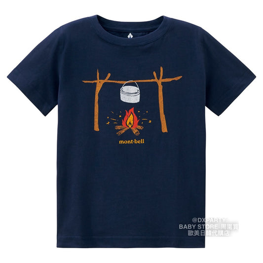 Japanese children's clothing mont-bell organic cotton / UV protection / breathable / moisture wicking Bonfire short-sleeved T-shirt 100-160cm boys / girls summer TOPS
