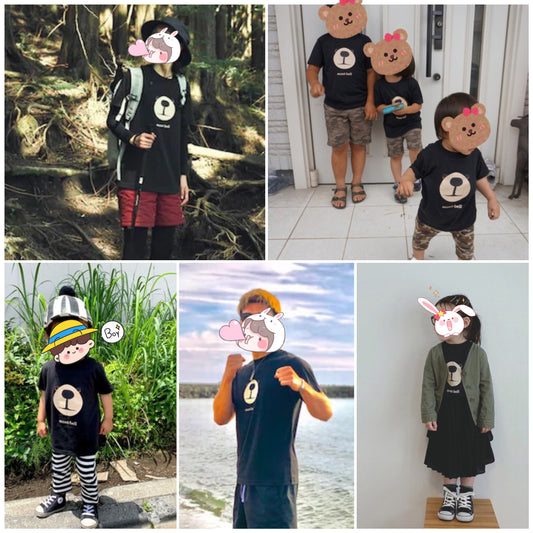 Japanese children's clothing mont-bell UV protection / quick-drying / odor-suppressing Monta Bear face short-sleeved T-shirt 100-160cm / XS-XL boys / girls / adult summer TOPS