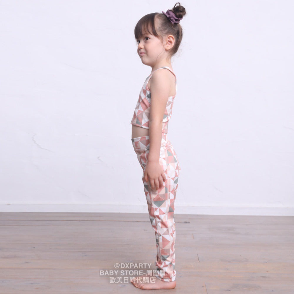 Japanese YOGA Kidswear Durable Quick-Drying Geometric Pattern Leggings 110-150cm Girls' Yoga Collection 