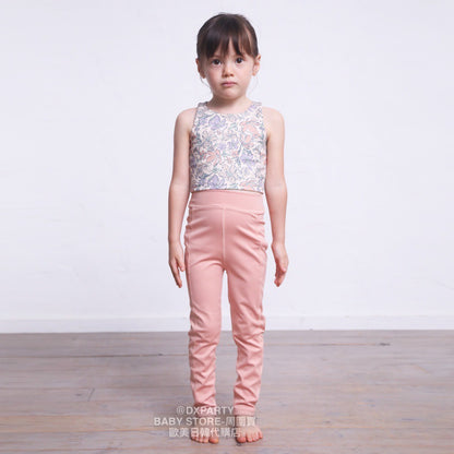 Japanese YOGA solid color leggings 110-150cm for girls, children's yoga series 