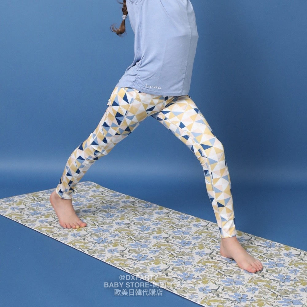 Japanese YOGA Kidswear Durable Quick-Drying Geometric Pattern Leggings 110-150cm Girls' Yoga Collection 