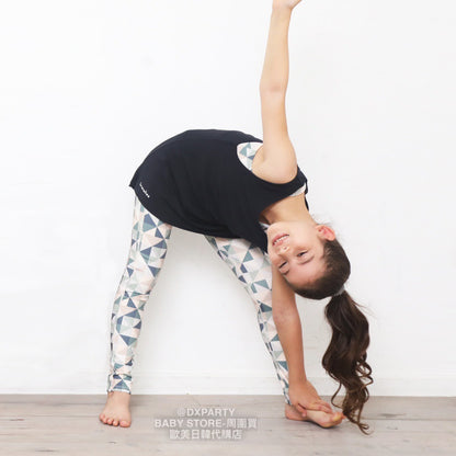 Japanese Children's Yoga Geometric Pattern Top 110-150cm Girls' Yoga Series 