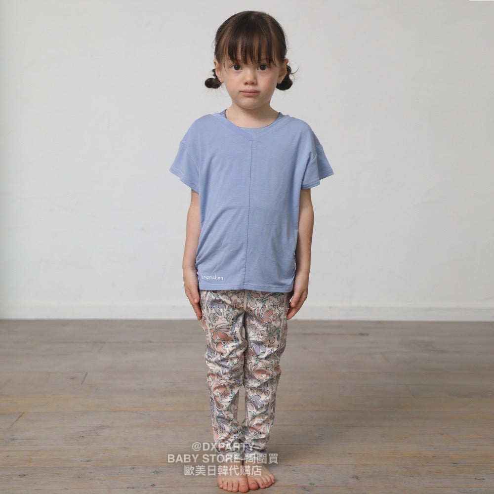 Japanese children's clothing YOGA pleated short-sleeved T-shirt 110-150cm girls' children's yoga series 