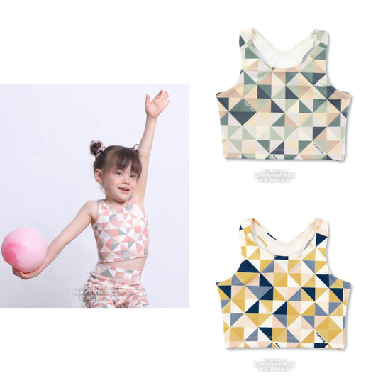 Japanese Children's Yoga Geometric Pattern Top 110-150cm Girls' Yoga Series 