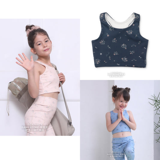 Japanese children's clothing YOGA small floral TOP 110-150cm girls' children's yoga series 