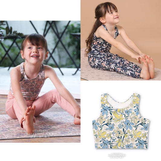 Japanese YOGA Children's Clothing Large Flower TOP 110-150cm Girls' Children's Yoga Series 